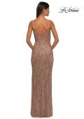 Picture of: Beautifully Beaded Long Evening Dress with V Neckline in Rose Gold, Style: 32928, Detail Picture 6