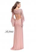 Picture of: Beaded Prom Dress with 3/4 Bell Sleeves and Leg Slit in Rose Gold, Style: 25717, Back Picture