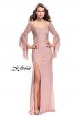 Picture of: Beaded Prom Dress with 3/4 Bell Sleeves and Leg Slit in Rose Gold, Style: 25717, Detail Picture 3