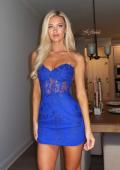 Picture of: Strapless Floral Corset Mini Dress in Royal Blue, Style 33935, Main Picture