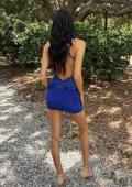 Picture of: Embellished Open-Back Ruched Mini Dress in Royal Blue, Style 33928, Detail Picture 11