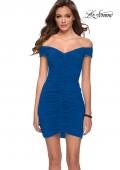 Picture of: Off The Shoulder Ruched Black Homecoming Dress in Royal Blue, Style: 29345, Detail Picture 1