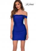 Picture of: Short Off The Shoulder Dress with Lace Up Back in Royal Blue, Style: 29268, Detail Picture 2