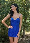 Picture of: Stretch Lace Short Dress with Bustier Top in Royal Blue, Style: 32624, Detail Picture 5