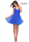 Picture of: Short Fit and Flare Tulle Dress with Open Back in Royal Blue, Detail Picture 6