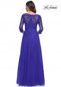 Picture of: Tulle and Lace A-Line Dress with V Neckline in Royal Blue, Style: 30398, Detail Picture 2