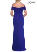 Picture of: Off-the-Shoulder Ruched Jersey Gown in Royal Blue, Style: 33273, Detail Picture 2