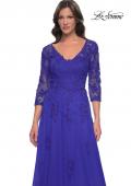 Picture of: Tulle and Lace A-Line Dress with V Neckline in Royal Blue, Style: 30398, Detail Picture 7
