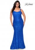 Picture of: Stretch Lace Curve Prom Dress with Rhinestones in Royal Blue, Style: 28798, Main Picture