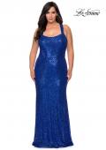 Picture of: Stretch Lace Plus Size Prom Dress with Criss Cross Back in Royal Blue, Style: 28842, Main Picture