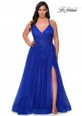 Picture of: Plus Size A-line Tulle Prom Dress with Floral Detailing in Royal Blue, Style: 29021, Main Picture
