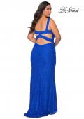 Picture of: Fitted Stretch Lace Plus Size Dress with Rhinestones in Royal Blue, Style: 29035, Main Picture