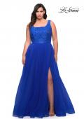 Picture of: A-line Tulle and Lace Plus Size Gown with Slit in Royal Blue, Style: 29070, Main Picture