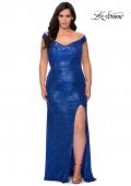 Picture of: Sequin Plus Size Dress with Off the Shoulder Detail in Royal Blue, Style: 29023, Detail Picture 8