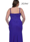 Picture of: Plus Size Prom Dress with Lace Corset Top and Jersey Skirt in Royal Blue, Style: 32449, Detail Picture 9
