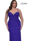 Picture of: Plus Size Prom Dress with Lace Corset Top and Jersey Skirt in Royal Blue, Style: 32449, Detail Picture 10