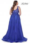 Picture of: Lace Embellished Tulle A-Line Dress with Illusion Back in Royal Blue, Style: 31383, Detail Picture 13