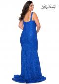 Picture of: Stretch Lace Curve Prom Dress with Rhinestones in Royal Blue, Style: 28798, Back Picture