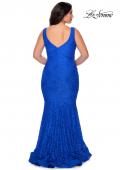 Picture of: Stretch Lace Plus Size Prom Gown with Beading in Royal Blue, Style: 28948, Back Picture