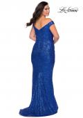 Picture of: Sequin Off The Shoulder Plus Size Prom Dress in Royal Blue, Style: 28949, Back Picture