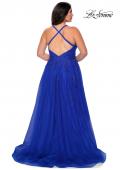 Picture of: Plus Size A-line Tulle Prom Dress with Floral Detailing in Royal Blue, Style: 29021, Back Picture