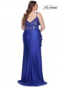 Picture of: Rhinestone Embellished Jersey Dress with Lace Illusion Back in Royal Blue, Style: 31309, Back Picture