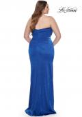 Picture of: Strapless Ruched Stretch Satin Plus Size Dress in Royal Blue, Style: 32157, Back Picture