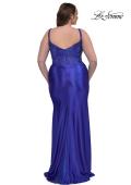 Picture of: Stretch Satin Plus Dress with Beautiful Rhinestone Designed Bodice in Royal Blue, Style: 32430, Back Picture
