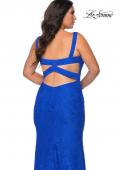Picture of: Fitted Stretch Lace Plus Size Dress with Rhinestones in Royal Blue, Style: 29035, Detail Picture 1