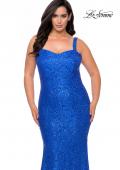 Picture of: Stretch Lace Curve Prom Dress with Rhinestones in Royal Blue, Style: 28798, Detail Picture 2