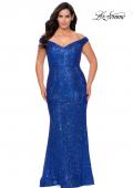 Picture of: Sequin Off The Shoulder Plus Size Prom Dress in Royal Blue, Style: 28949, Detail Picture 2