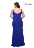 Picture of: Net Jersey Long Plus Dress with Tie Side in Royal Blue, Style: 29900, Detail Picture 2