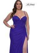 Picture of: Plus Size Prom Dress with Lace Corset Top and Jersey Skirt in Royal Blue, Style: 32449, Detail Picture 2