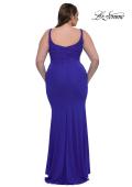 Picture of: Modified Square Neckline Plus Size Dress with Ruching in Royal Blue, Style: 33005, Detail Picture 2