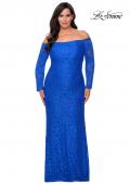 Picture of: Long Sleeve Off The Shoulder Lace Plus Size Dress in Royal Blue, Style: 28859, Detail Picture 3