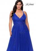 Picture of: Plus Size A-line Tulle Prom Dress with Floral Detailing in Royal Blue, Style: 29021, Detail Picture 3