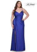 Picture of: Rhinestone Embellished Jersey Dress with Lace Illusion Back in Royal Blue, Style: 31309, Detail Picture 3