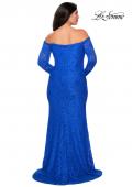 Picture of: Long Sleeve Off The Shoulder Lace Plus Size Dress in Royal Blue, Style: 28859, Detail Picture 4