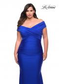 Picture of: Off the Shoulder Ruched Plus Size Gown with Train in Royal Blue, Style: 29132, Detail Picture 4