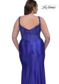 Picture of: Stretch Satin Plus Dress with Beautiful Rhinestone Designed Bodice in Royal Blue, Style: 32430, Detail Picture 4