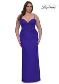 Picture of: Plus Size Prom Dress with Lace Corset Top and Jersey Skirt in Royal Blue, Style: 32449, Detail Picture 4