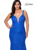 Picture of: Neon Plus SIze Prom Dress with Lace Up Back in Royal Blue, Style: 29052, Detail Picture 5