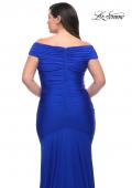 Picture of: Off the Shoulder Ruched Plus Size Gown with Train in Royal Blue, Style: 29132, Detail Picture 5
