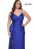 Picture of: Rhinestone Embellished Jersey Dress with Lace Illusion Back in Royal Blue, Style: 31309, Detail Picture 5