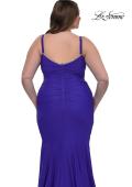 Picture of: Chic Plus Size Dress with Ruching and Rhinestone Neckline Detail in Royal Blue, Style: 33057, Detail Picture 5