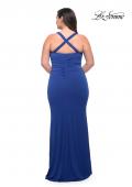Picture of: Ruched Long Jersey Plus Dress with Square Neckline in Royal Blue, Style: 29590, Detail Picture 6