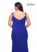 Picture of: Net Jersey Long Plus Dress with Tie Side in Royal Blue, Style: 29900, Detail Picture 6