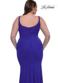 Picture of: Modified Square Neckline Plus Size Dress with Ruching in Royal Blue, Style: 33005, Detail Picture 6