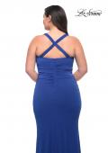 Picture of: Ruched Long Jersey Plus Dress with Square Neckline in Royal Blue, Style: 29590, Detail Picture 7