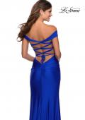 Picture of: Off the Shoulder Prom Dress with Tie Back and Slit in Royal Blue, Style: 28506, Main Picture